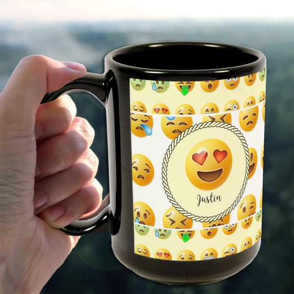 Emojis 15oz. Black Mug - LIFESTYLE
