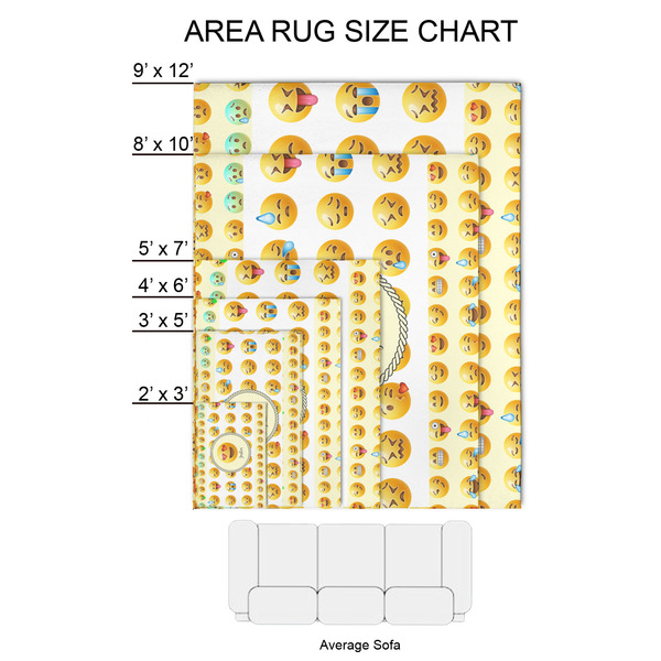 Emojis 2'x3' Indoor Area Rugs - Size Chart