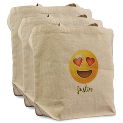 Emojis Reusable Cotton Grocery Bags - Set of 3 (Personalized)