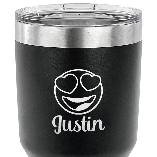 Emojis 30 oz Stainless Steel Ringneck Tumbler - Black - CLOSE UP