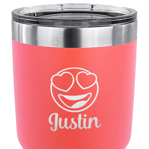 Emojis 30 oz Stainless Steel Ringneck Tumbler - Coral - CLOSE UP