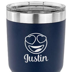 Emojis 30 oz Stainless Steel Tumbler - Navy - Double Sided (Personalized)