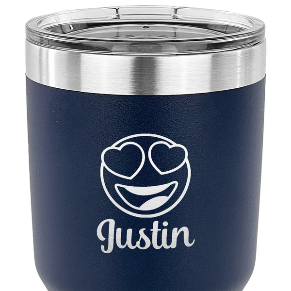 Emojis 30 oz Stainless Steel Ringneck Tumbler - Navy - CLOSE UP
