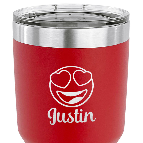 Emojis 30 oz Stainless Steel Ringneck Tumbler - Red - CLOSE UP