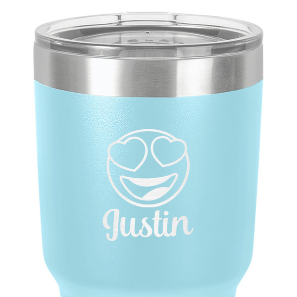Emojis 30 oz Stainless Steel Ringneck Tumbler - Teal - Close Up