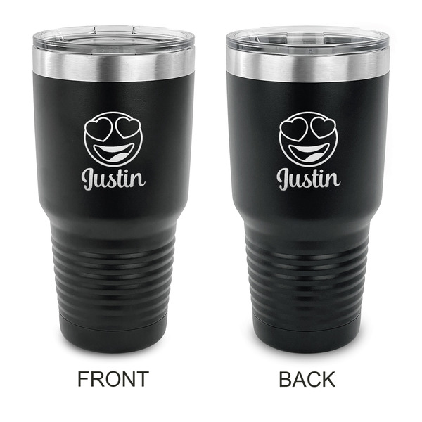 Custom Emojis 30 oz Stainless Steel Tumbler - Black - Double Sided (Personalized)