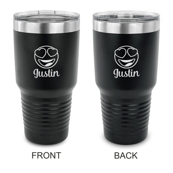 Custom Emojis 30 oz Stainless Steel Tumbler - Black - Double Sided (Personalized)