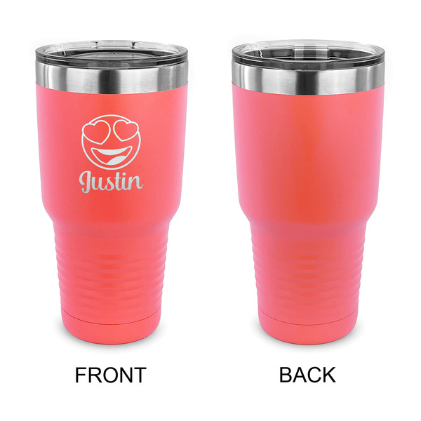 Emojis 30 oz Stainless Steel Ringneck Tumblers - Coral - Single Sided - APPROVAL