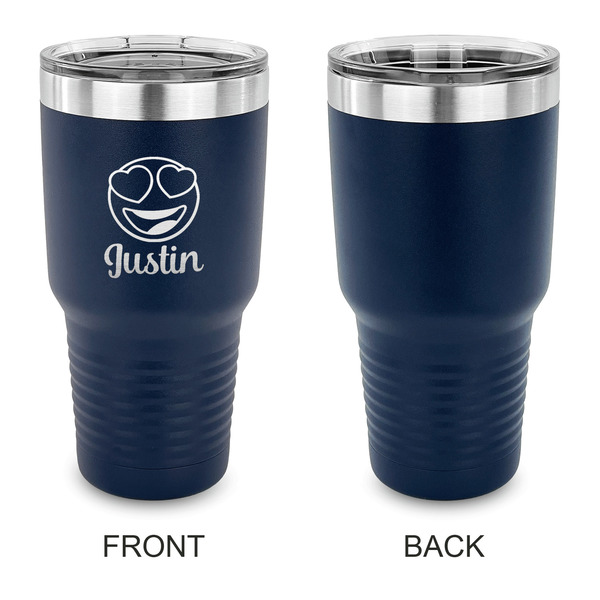 Emojis 30 oz Stainless Steel Ringneck Tumblers - Navy - Single Sided - APPROVAL