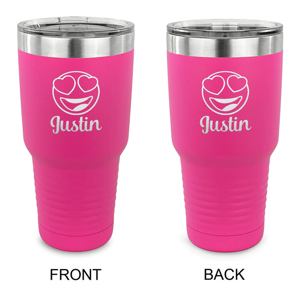 Custom Emojis 30 oz Stainless Steel Tumbler - Pink - Double Sided (Personalized)