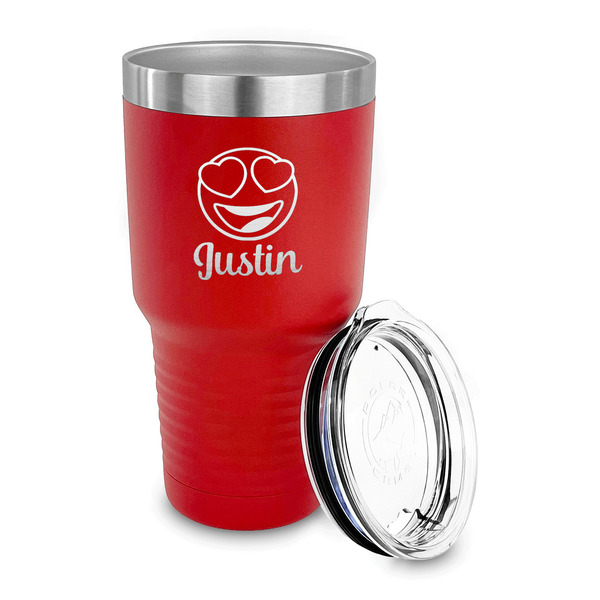 Emojis 30 oz Stainless Steel Ringneck Tumblers - Red - LID OFF