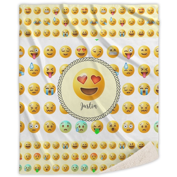 Custom Emojis Sherpa Throw Blanket - 50"x60" (Personalized)