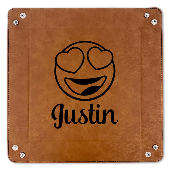 Emojis 9" x 9" Leatherette Snap Up Tray - APPROVAL (FLAT)