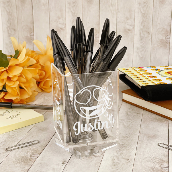 Emojis Acrylic Pencil Holder - IN CONTEXT
