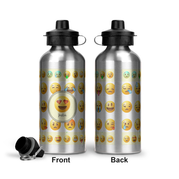 Emojis Aluminum Water Bottle - Front and Back