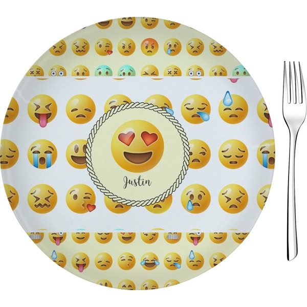 Custom Emojis 8" Glass Appetizer / Dessert Plates - Single or Set (Personalized)