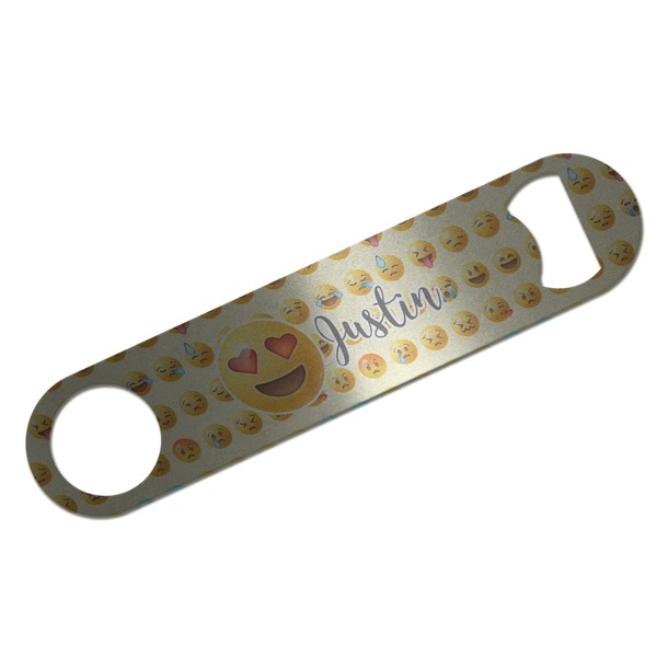 Custom Emojis Bar Bottle Opener - Silver w/ Name or Text