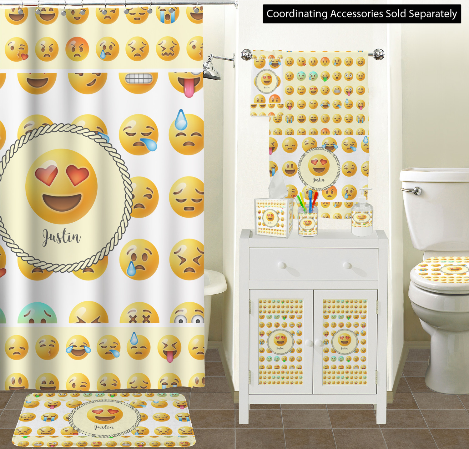 Custom Emojis Memory Foam Bath Mat (Personalized) YouCustomizeIt