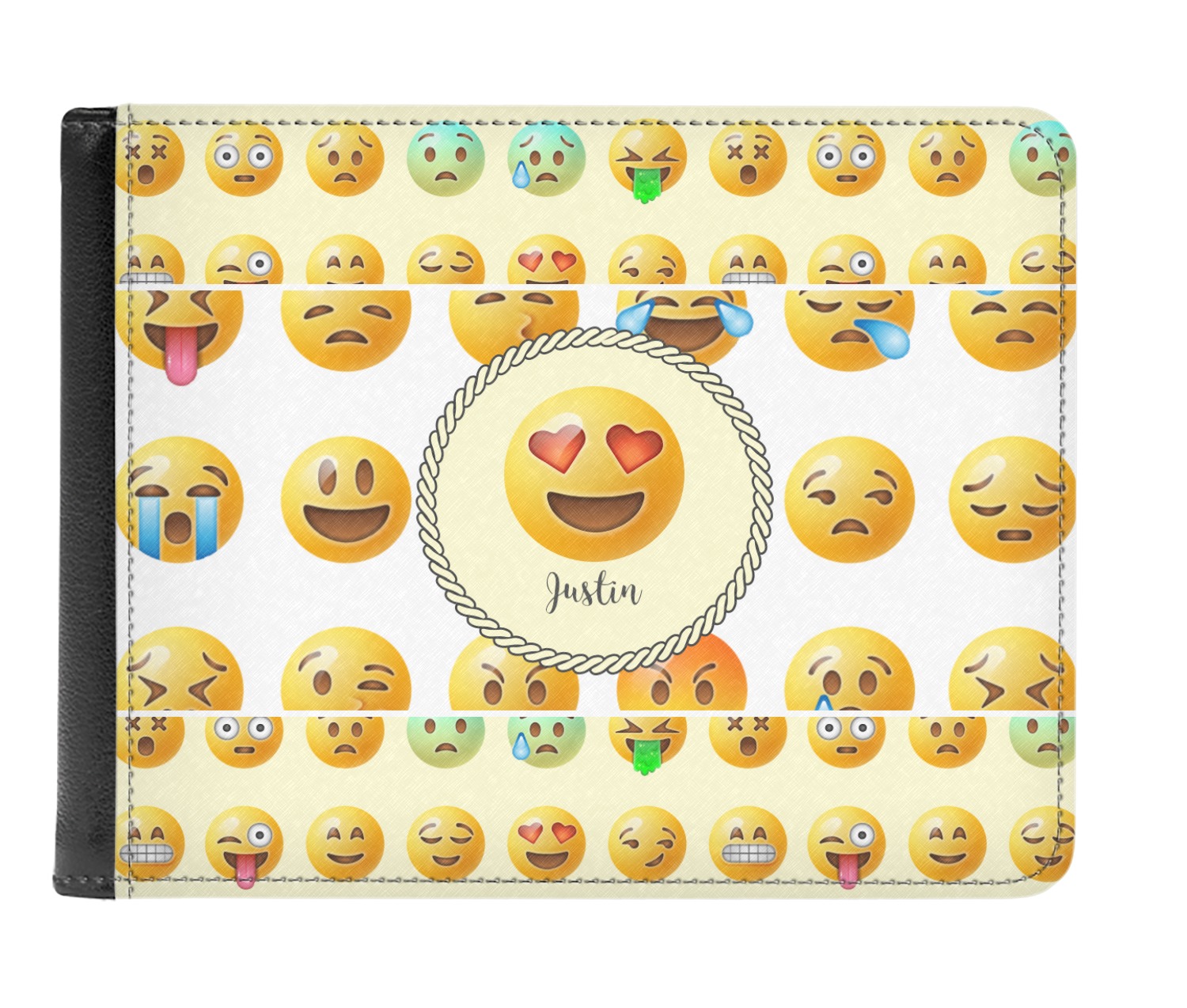 Emojis Genuine Leather Men's Bifold Wallet (Personalized) YouCustomizeIt