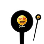Emojis 4" Round Plastic Food Picks - Black - Single Sided (Personalized)