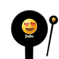 Emojis 6" Round Plastic Food Picks - Black - Single Sided (Personalized)