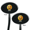 Emojis Black Plastic 7" Stir Stick - Double Sided - Oval - Front & Back