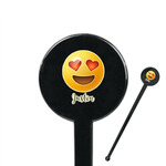 Emojis 7" Round Plastic Stir Sticks - Black - Double Sided (Personalized)