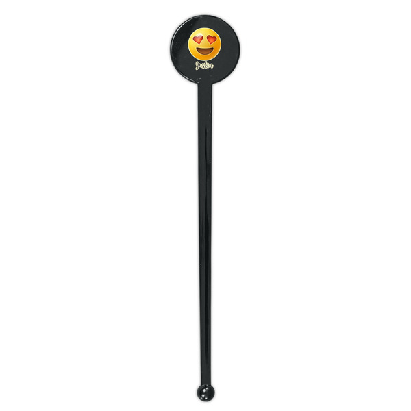 Emojis Black Plastic 7" Stir Stick - Round - Single Stick