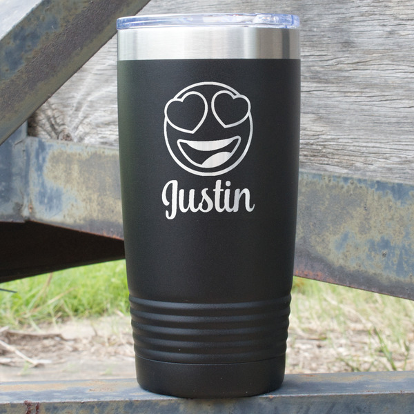Custom Emojis 20 oz Stainless Steel Tumbler - Black - Double Sided (Personalized)