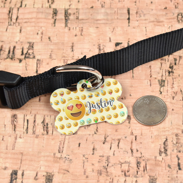 Emojis Bone Shaped Dog ID Tag - Large - In Context