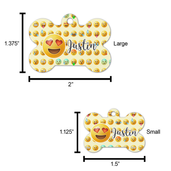 Emojis Bone Shaped Dog ID Tag - Large - Scale