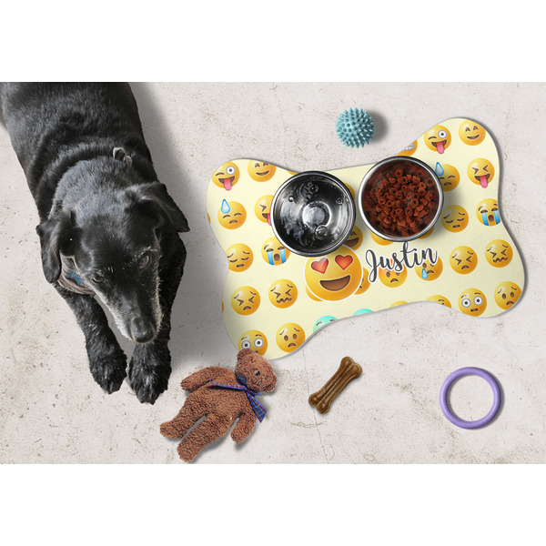 Emojis Bone Shaped Mat w/ Food & Water