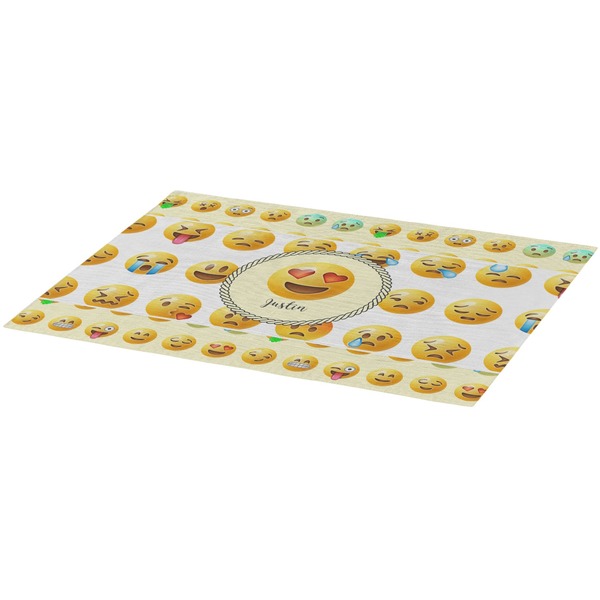 Emojis Burlap Placemat (Angle View)