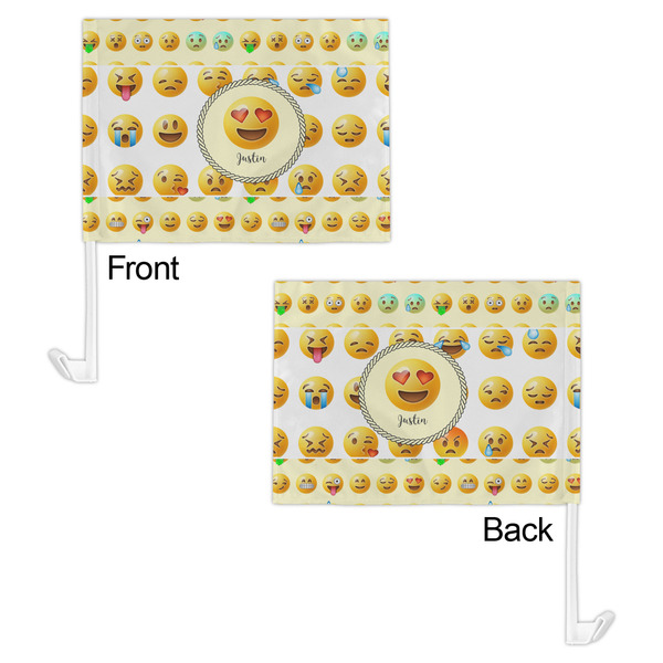 Emojis Car Flag - 11" x 8" - Front & Back View