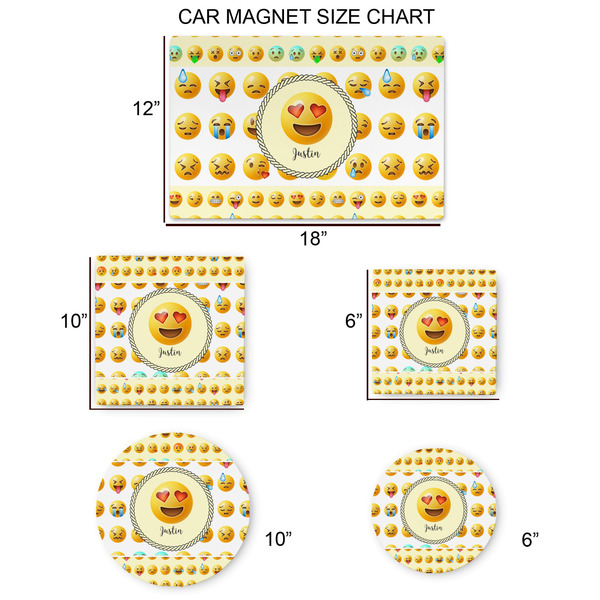 Emojis Car Magnets - SIZE CHART