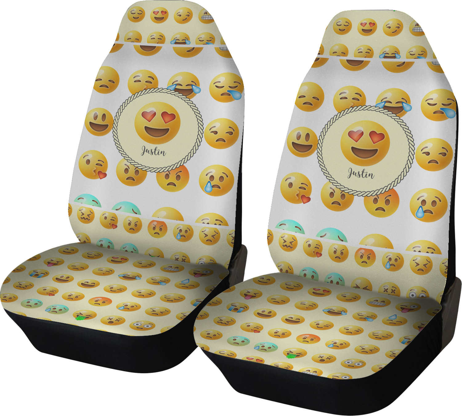 Emojis Car Seat Covers (Set of Two) (Personalized) YouCustomizeIt