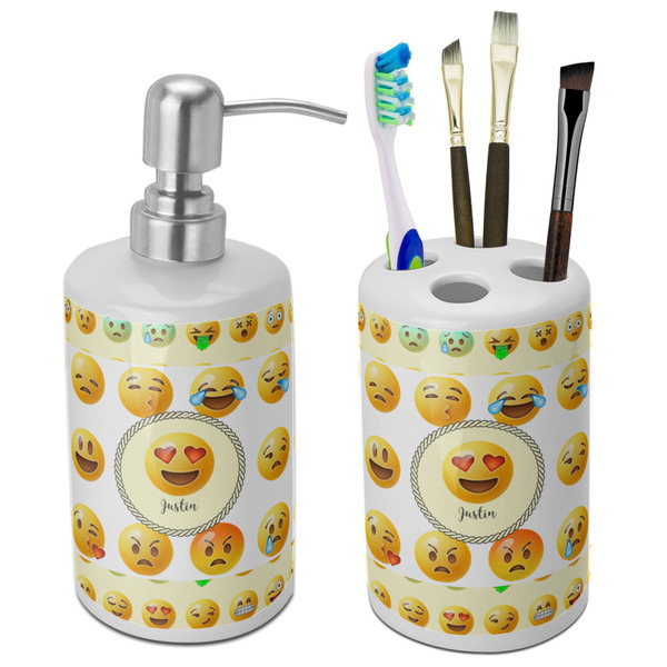 Custom Emojis Ceramic Bathroom Accessories Set (Personalized)