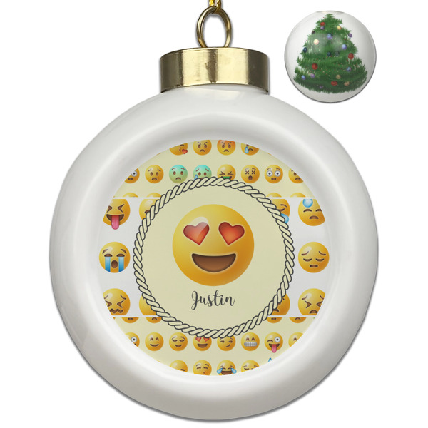 Custom Emojis Ceramic Ball Ornament - Christmas Tree (Personalized)