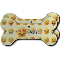 Emojis Ceramic Dog Ornament - Front & Back w/ Name or Text