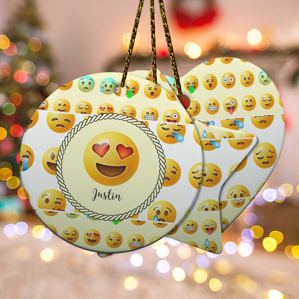 Custom Emojis Ceramic Ornament w/ Name or Text