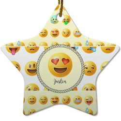 Emojis Star Ceramic Ornament w/ Name or Text