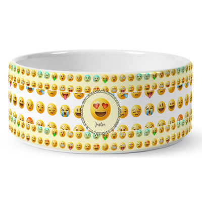 Emojis Ceramic Dog Bowl (Personalized)