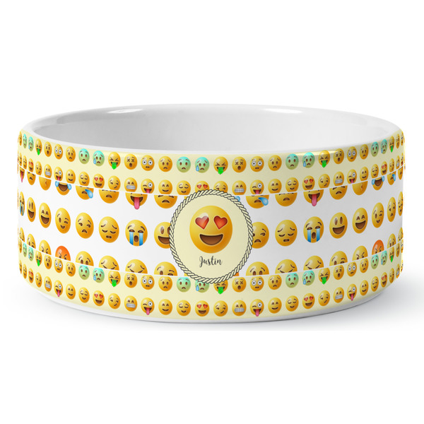 Custom Emojis Ceramic Dog Bowl - Large (Personalized)