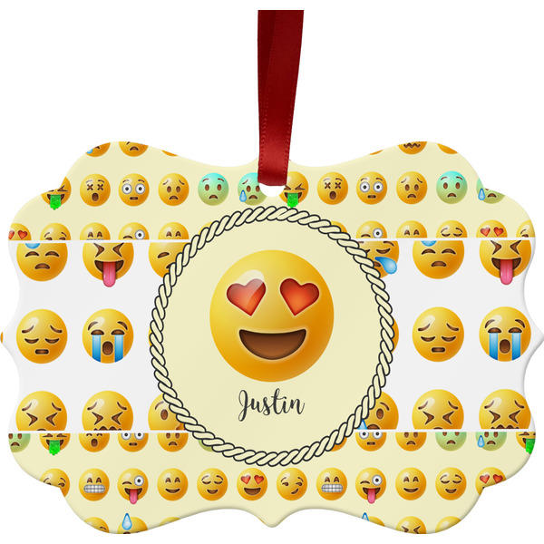 Custom Emojis Metal Frame Ornament - Double Sided w/ Name or Text