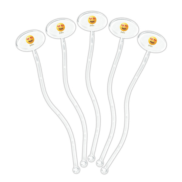 Emojis Clear Plastic 7" Stir Stick - Oval - Fan
