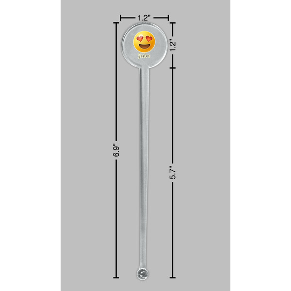 Emojis Clear Plastic 7" Stir Stick - Round - Dimensions