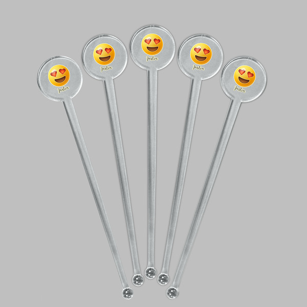 Emojis Clear Plastic 7" Stir Stick - Round - Fan View