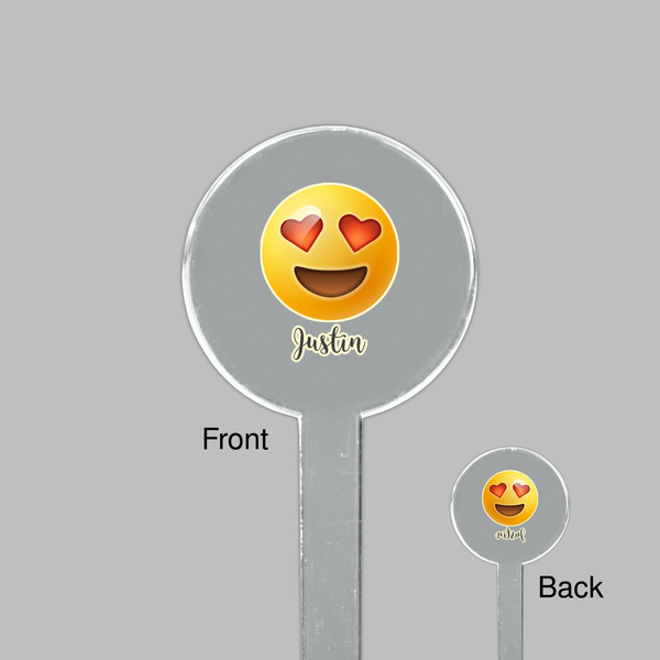 Emojis Clear Plastic 7" Stir Stick - Round - Front & Back