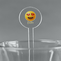Emojis 5.5" Round Plastic Stir Sticks - Clear (Personalized)
