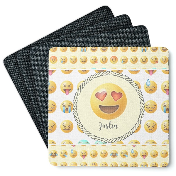 Custom Emojis Square Rubber Backed Coasters - Set of 4 (Personalized)